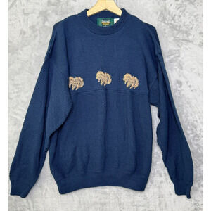 Vintage Dunbrooke Distinctive Images Sweater Mens XL Blue Horse Head Equine 80s